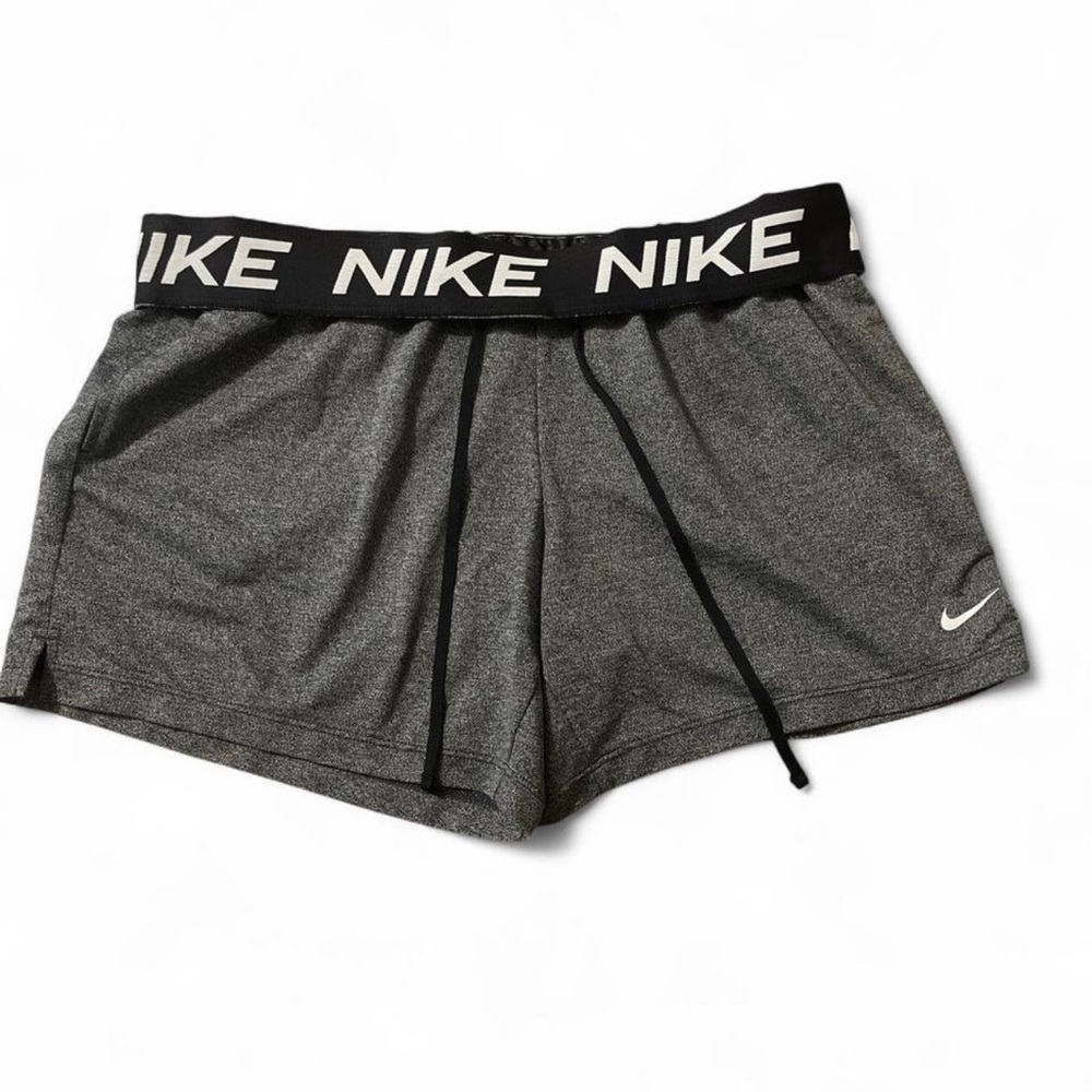 Nike Women’s Dri-FIT Charcoal Shorts with Pockets & Side Vents | Fold-Over Waist